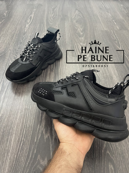 Versace Chain Reaction "Triple Black" sneakers