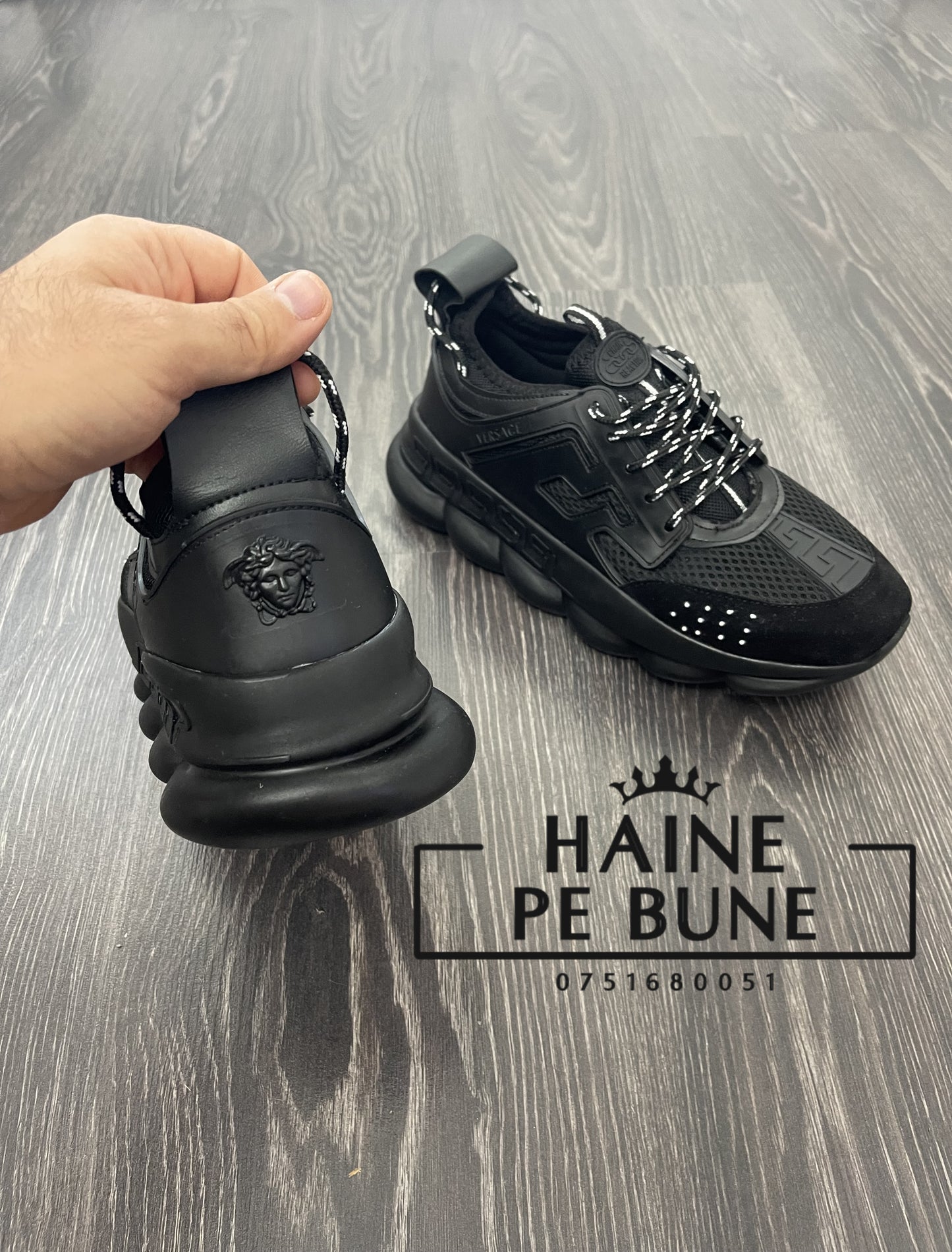 Versace Chain Reaction "Triple Black" sneakers